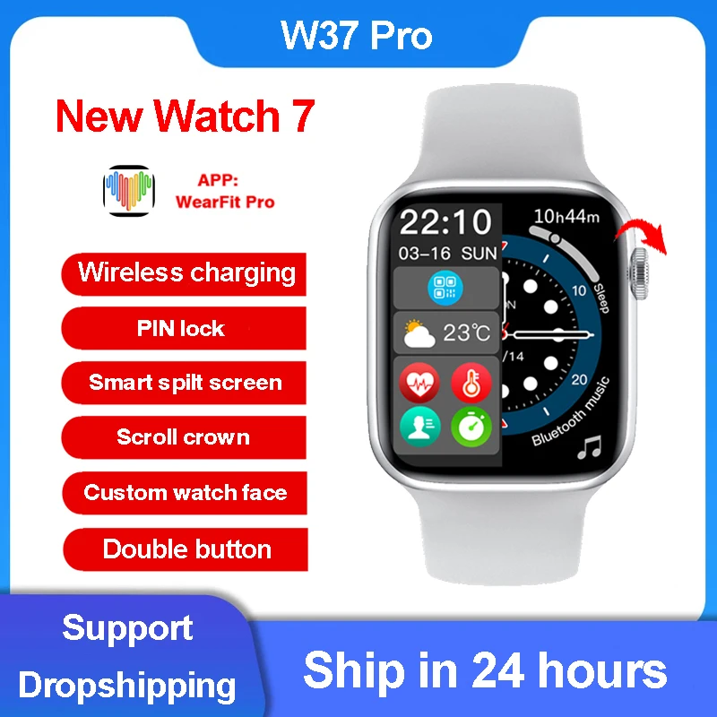 

3pcs IWO W37 Pro 2021 New Smart Watch 14 Pro Series 7 Wireless Charging Bluetooth Call Split Screen Password Lock Sports