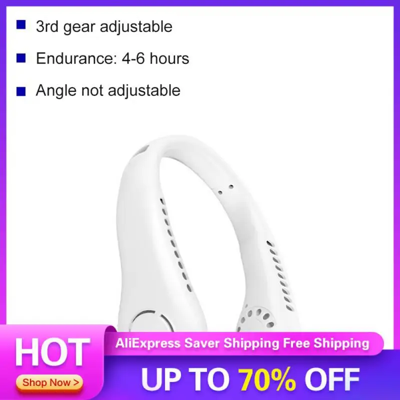 

Leafless Hanging Neck Fan Neck Cool Air Outlets Ventilador Fan Rechargeable Mini Cooling Fans Air Cooling Wearable Neckband Fan