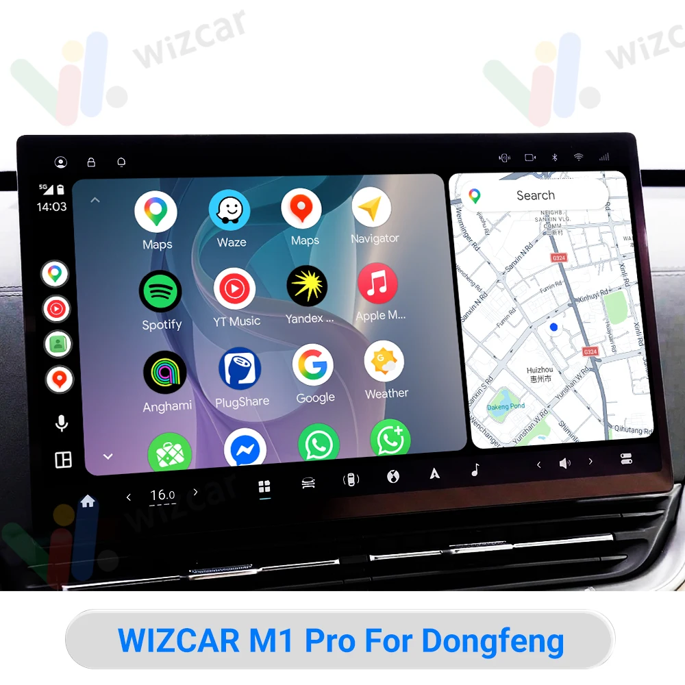 Фото Для DongFeng (Дунфэн) 007, 008 EV 2024-2026 | Беспроводной адаптер WIZCAR M1 Pro Android Auto с поддержкой Карты Яндекс 2ГИС Музыка Яндекс для смартфонов на Android №3