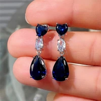 new bright whitbluepinkyellow drop earrings for women simple stylish design versatile girls earrings luxury cz hot jewelry