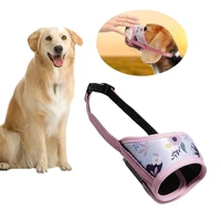 colored printed dog muzzle breathable adjustable size reinforced buckle soft cotton pets muzzle cover for small medium large dog