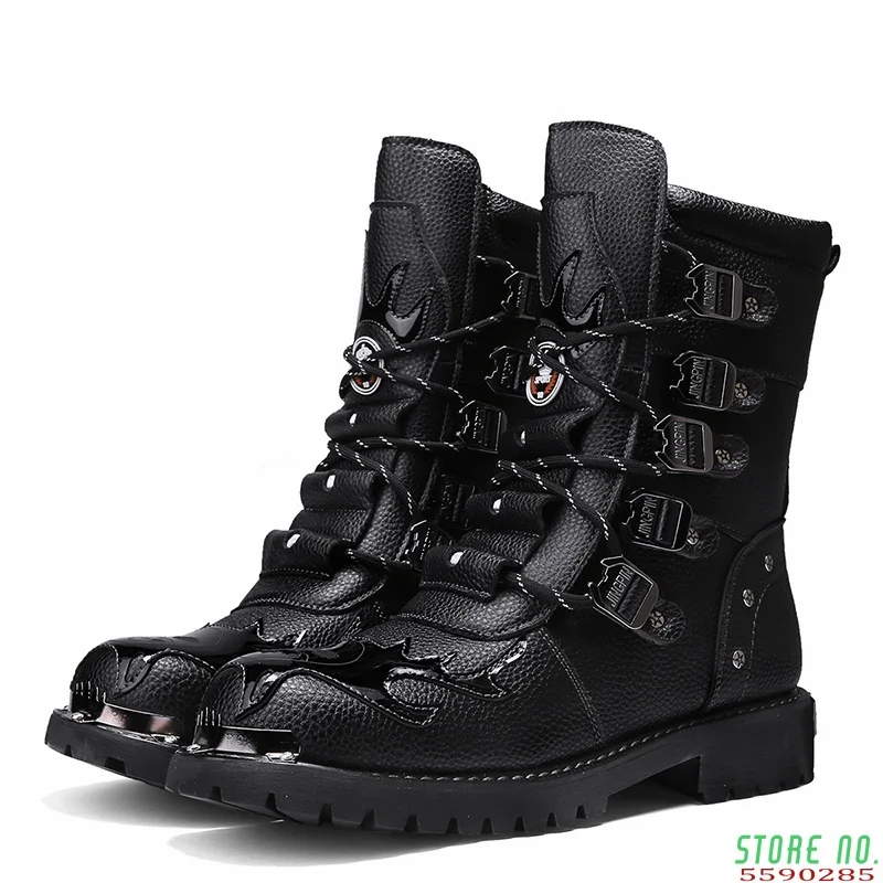 

Мужские ботинки из натуральной кожи, в стиле милитари