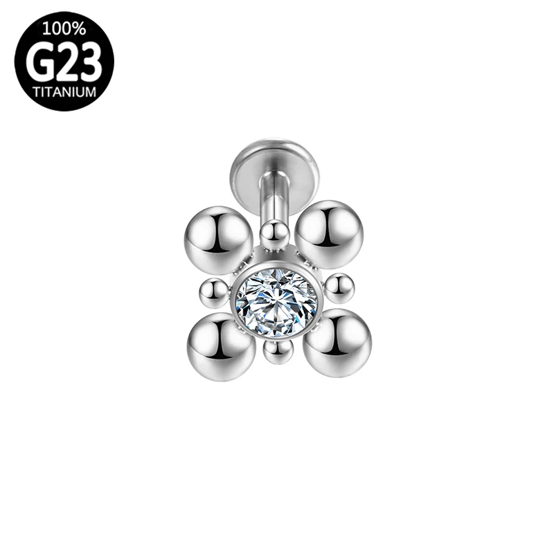 

Piercings Cartilage Titanium Tragus nose ring Crystal G23 Helix industrial Women Earrings Labret septum clicker Body Jewelry