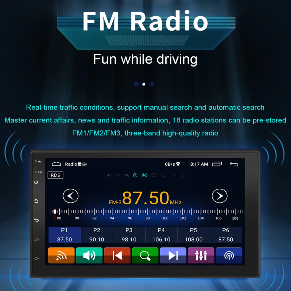 S-072A 2 Din RDS WiFi автомобильный радиоприемник Bluetooth совместимый стерео 7-дюймовый IPS