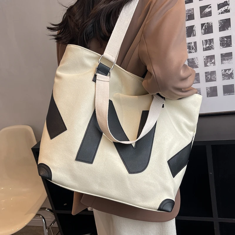 New Large Capacity Canvas Women Tote Bags Printing All-Match Casual Style High-Quality Texture Women One Shoulder Handbags
