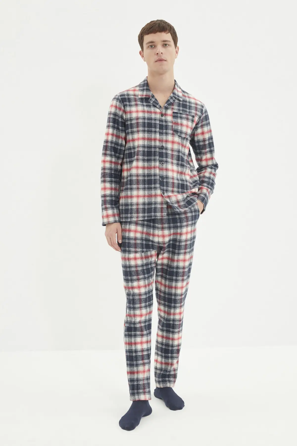 

Trendyol Male Regular Fit Plaid Woven Pajamas set TMNAW22PT1232