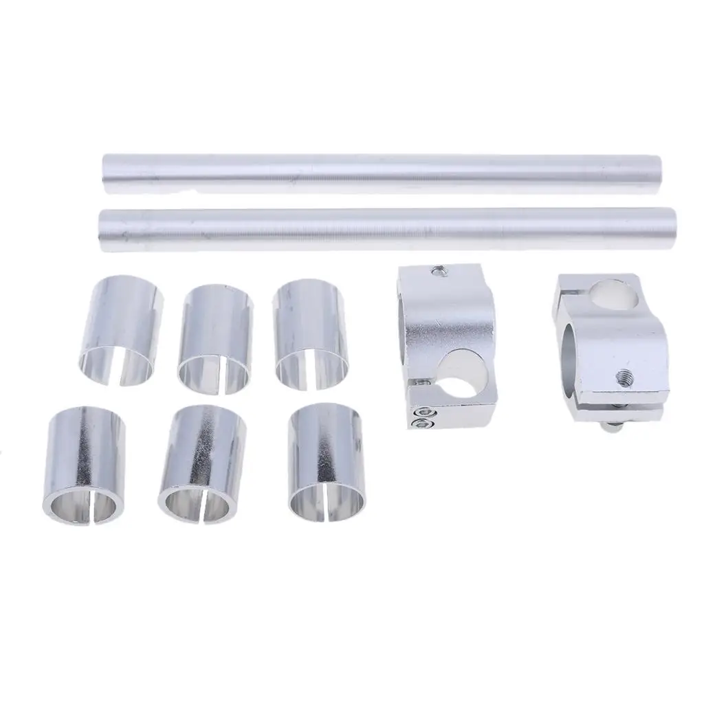 

1 Set Silver Aluminum Motorbike Handle Bar Mount Adjustable Clip On Fork Tube 25/29/30mm
