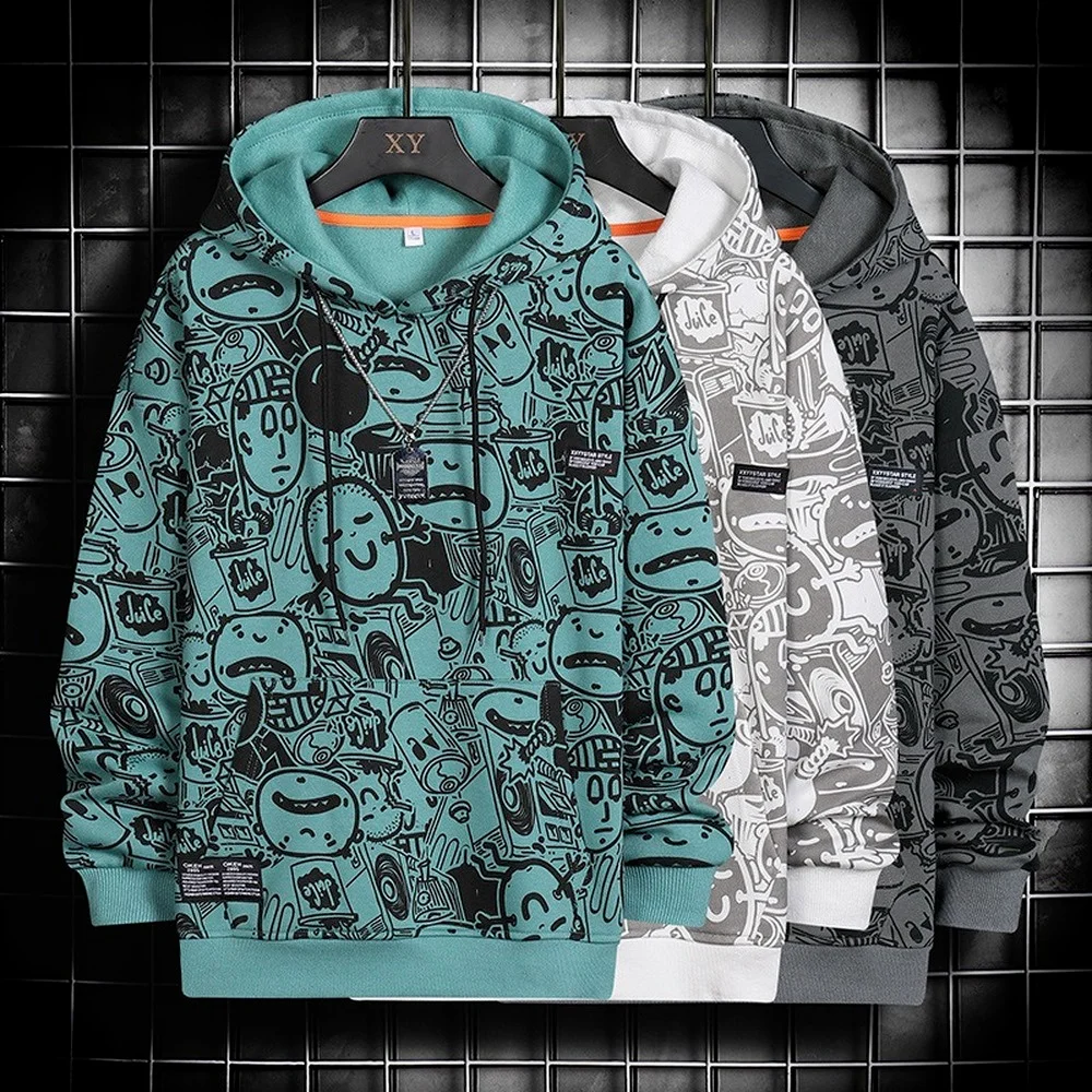 

Толстовка мужская с капюшоном, модная уличная одежда в стиле аниме, худи в японском стиле Харадзюку, свитшоты с длинным рукавом