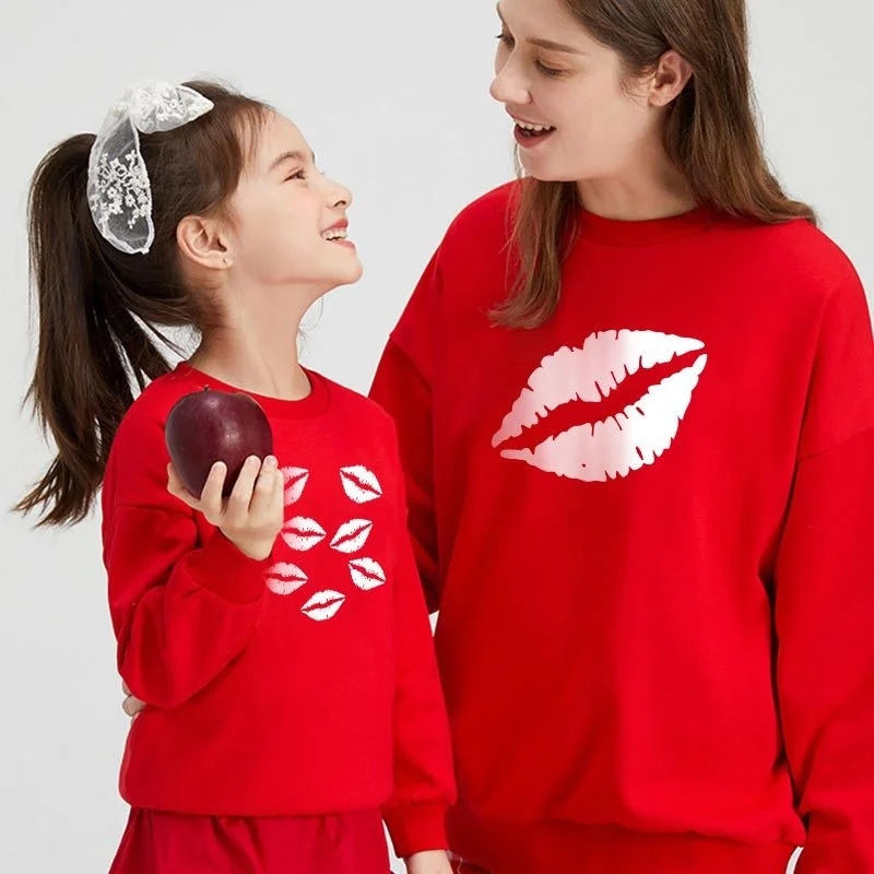 

Fashion Cotton Mother Daughter Sweatshirts Family Matching Tops Clothes 2022 Mommy And Me Cute Cartoon Print Soft Sweatshirt