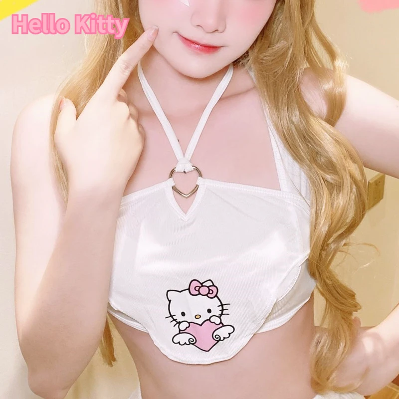 

Hello Kitty Y2k Top Sanrio Kawaii Camis Kt Cat Tank Top For Women Cartoon Vest Sexy Summer Kpop Crop Top SweetHot Girl Underwear