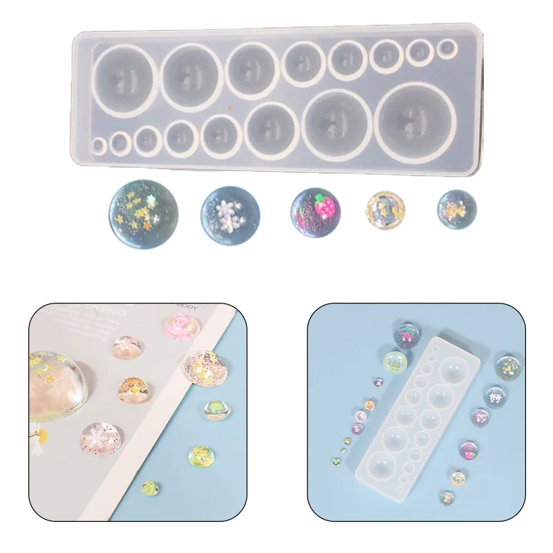 

DIY Epoxy Silicone Mold Multi-size Round Ball Gemstone Handmade Mirror Pendant Jewelry Molds For Necklace Earrings Making Tools