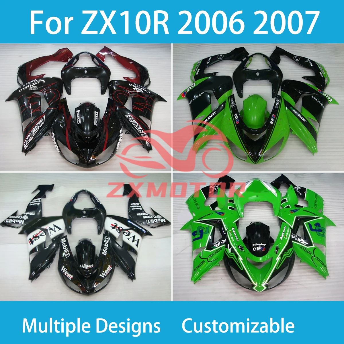 

Обтекатели для Kawasaki Ninja ZX 10R 2006 2007 ABS высококачественный комплект обтекателей для кузова мотоцикла ZX10R 06 07