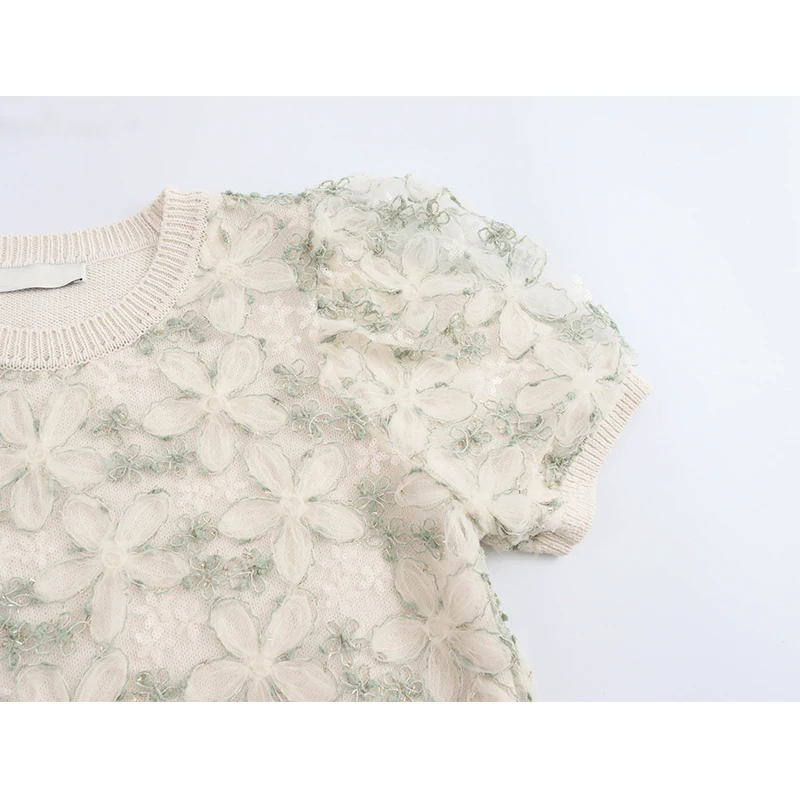 YENKYE новый женский укороченный свитер с блестками в стиле пэчворк коротким