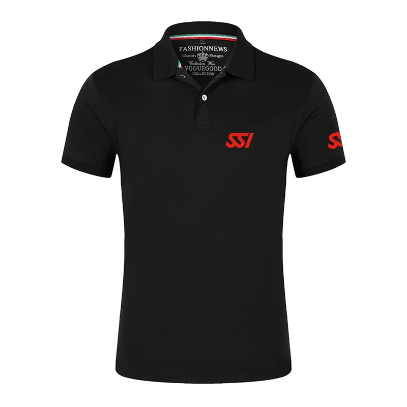 

2023 New Men's Scuba Diving Dive SSI Print Fashion Short Sleeve High Quality Cotton Casual All-Match Solid Color PoloShirt Tops