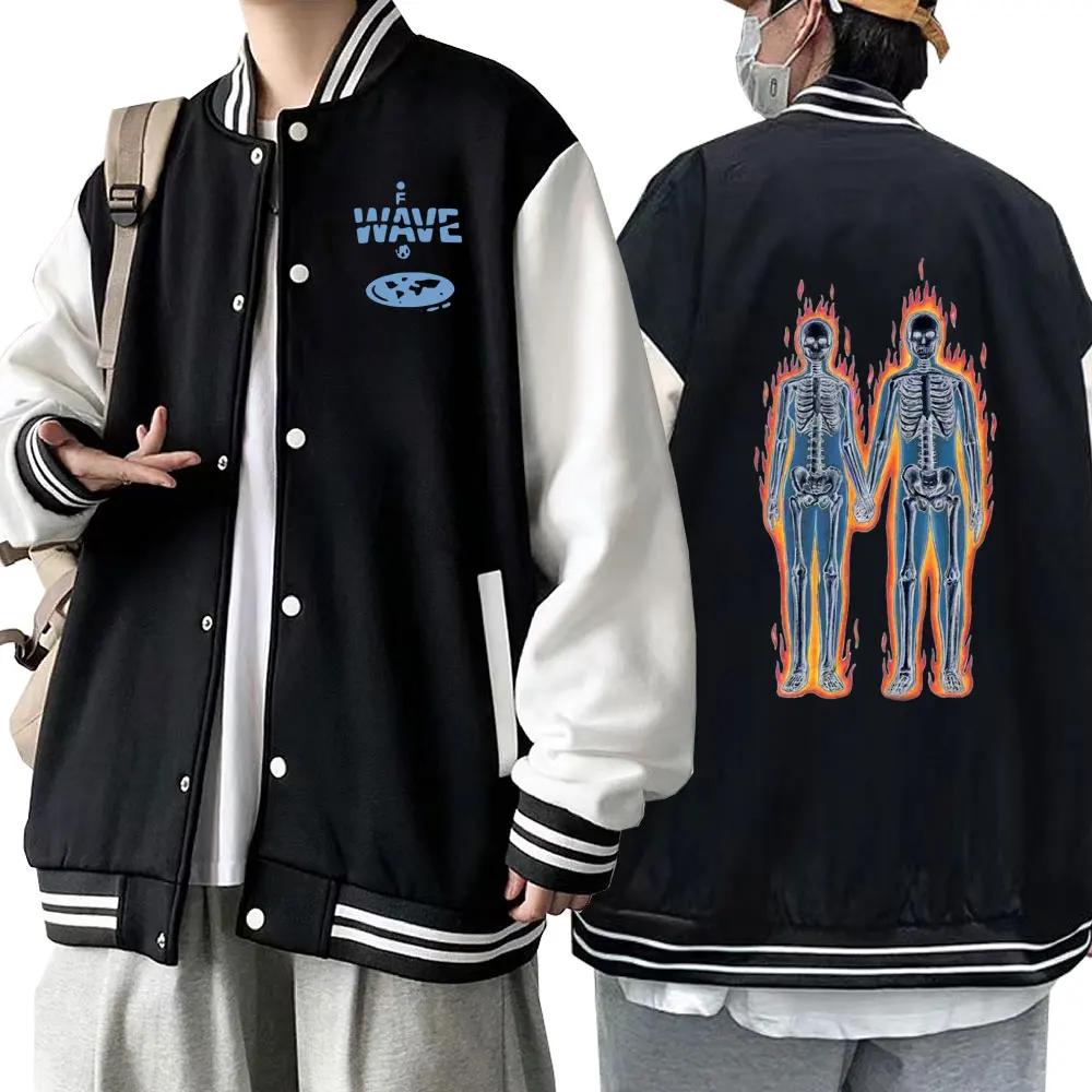 

Бейсбольная куртка со скелетонами и термосъемкой, униформа для мужчин и женщин, одежда в готическом стиле, флисовые пальто в стиле панк на о...