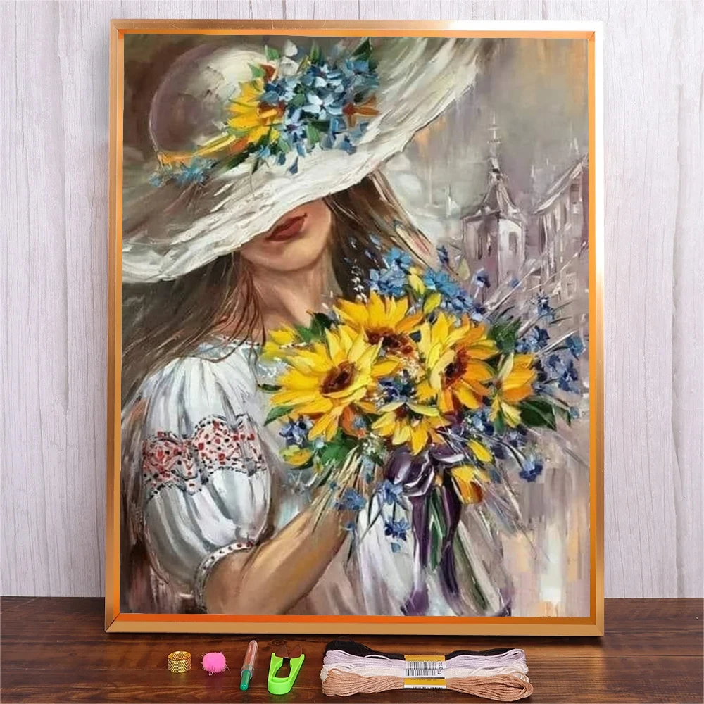 Набор для вышивки Подсолнух крестиком начинающих ручная работа рисование