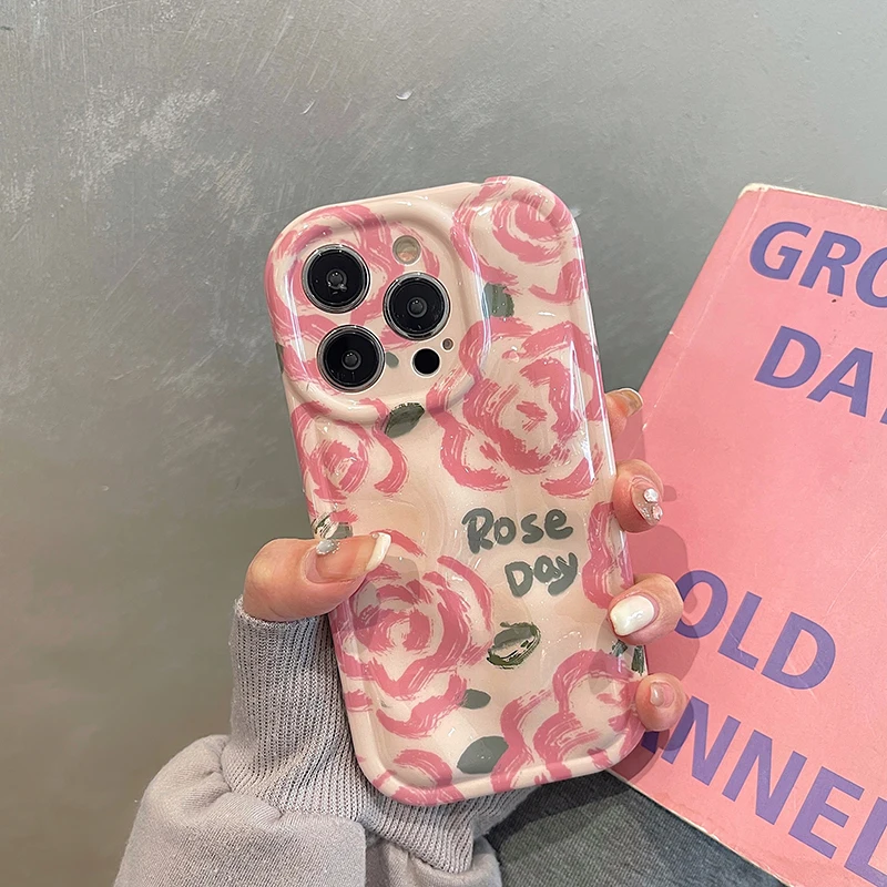 

Pink Rose Meteorite Veins Phone Case For iPhone 13 14 12 11 Pro Max Shockproof Soft Back Cover