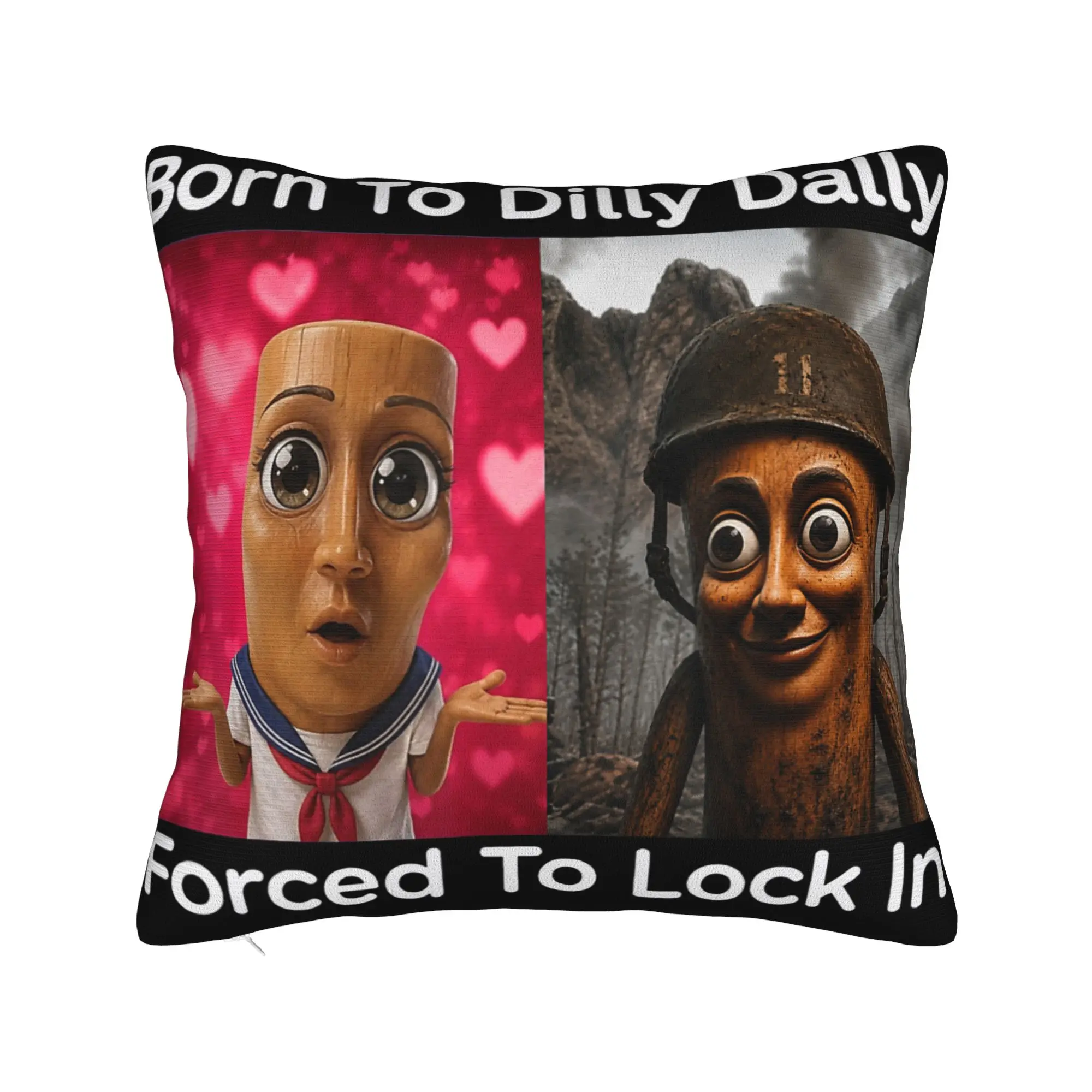 Фото Наволочка Tung Tung Tung Sahur Born to Dilly Dally Forced to Lock in Fashion для стула, домашнего декора, наволочки. №2