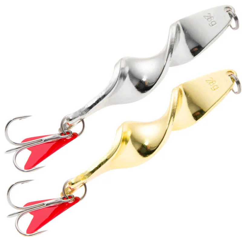 

1Pcs 7g 10g 14g 21g 28g Rotating Metal Spinner Spoon Fishing Lure Hard Baits For Trout Pike Pesca Peche Treble Hook Tackle