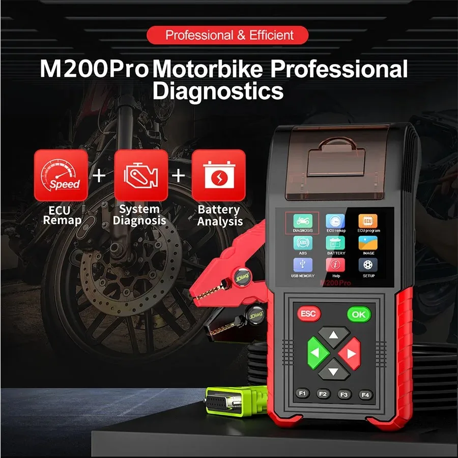 Лучший диагностический инструмент для мотоцикла JDiag M200 Pro 2025 года, поддержка программирования ECU, тестер батареи, автомобильное тестирование M200 Pro (art.: 3920d19b239ed) - 3920d19b239ed