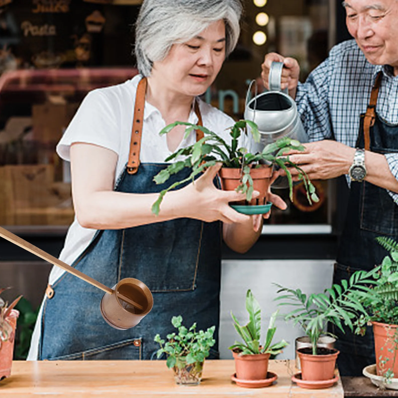 Бамбуковая ложка для воды с длинной ручкой совок посуда практичный ковш полива