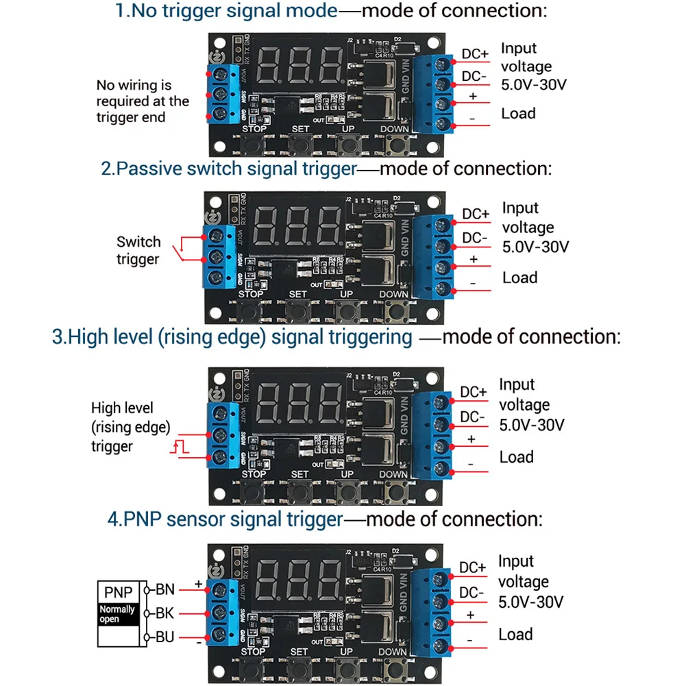 Переключатель МОП высокого уровня с триггером 400 Вт 0 1-999 цикл минуты модуль