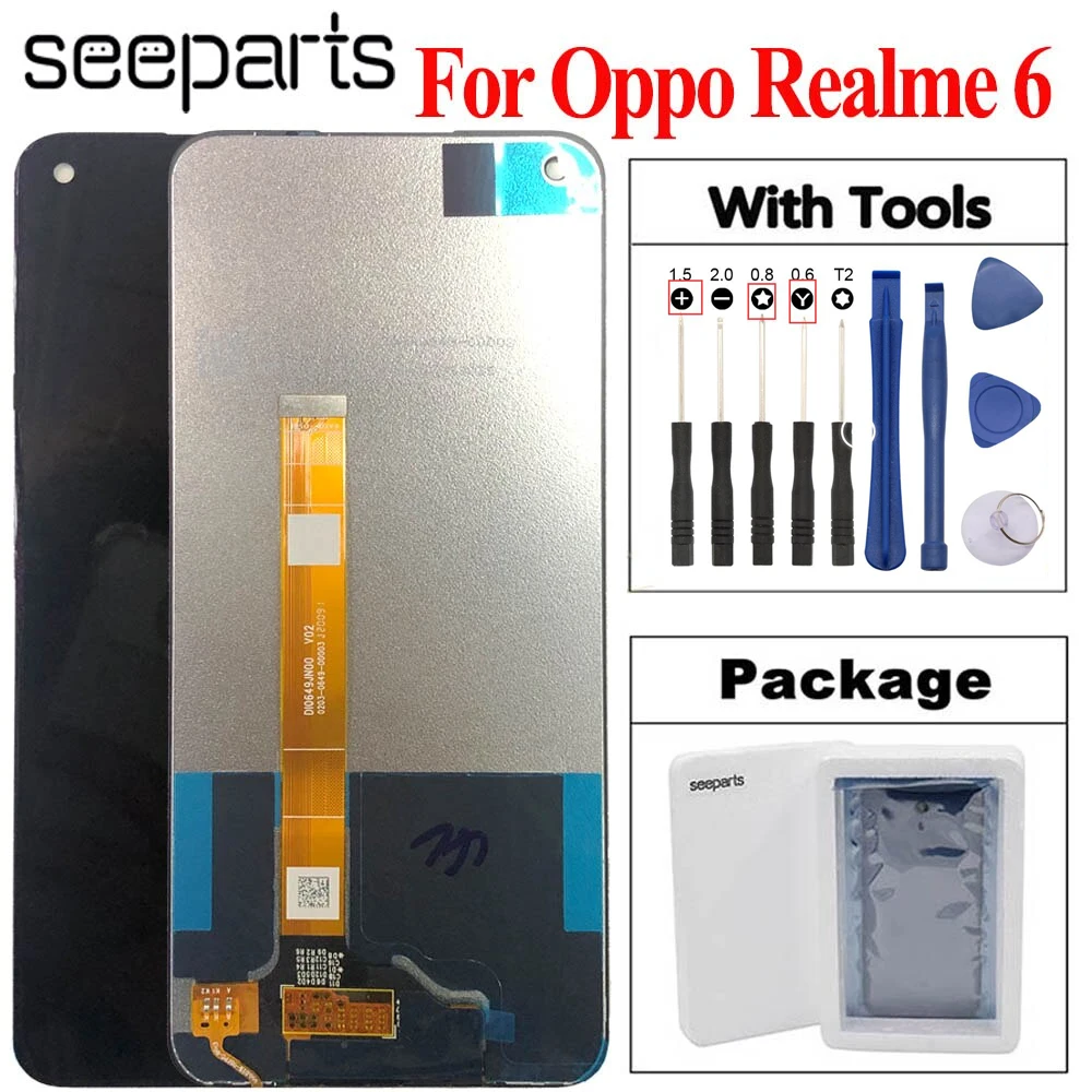 Высококачественный запасной ЖК-экран для OPPO Realme 6 ЖК-дисплей, сенсорная панель для Realme 6 RMX2001