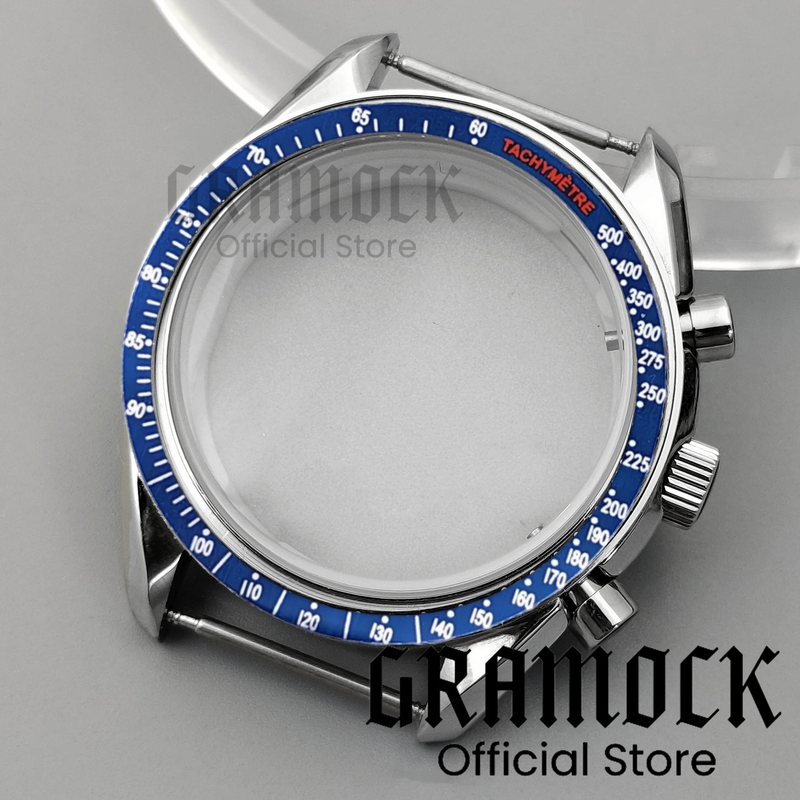 Фото Стеклянный корпус Gramock 40 мм с покрытием из стали 316L, желтый, серый, черный, красный, аксессуары для часов, подходят для VK63 VK64 VK67 VK68, кварцевый механизм №4