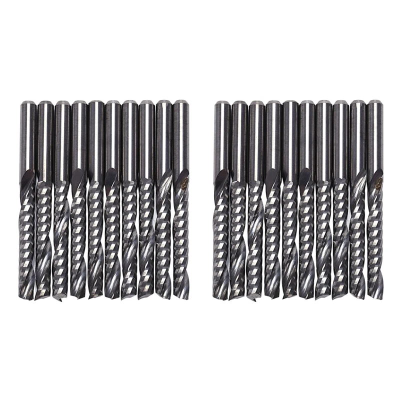 

Big Deal 20Pcs Cnc Router Bits 3.175 X 22Mm Single Flute Spiral Carbide Cnc Router Bits Milling Cutter