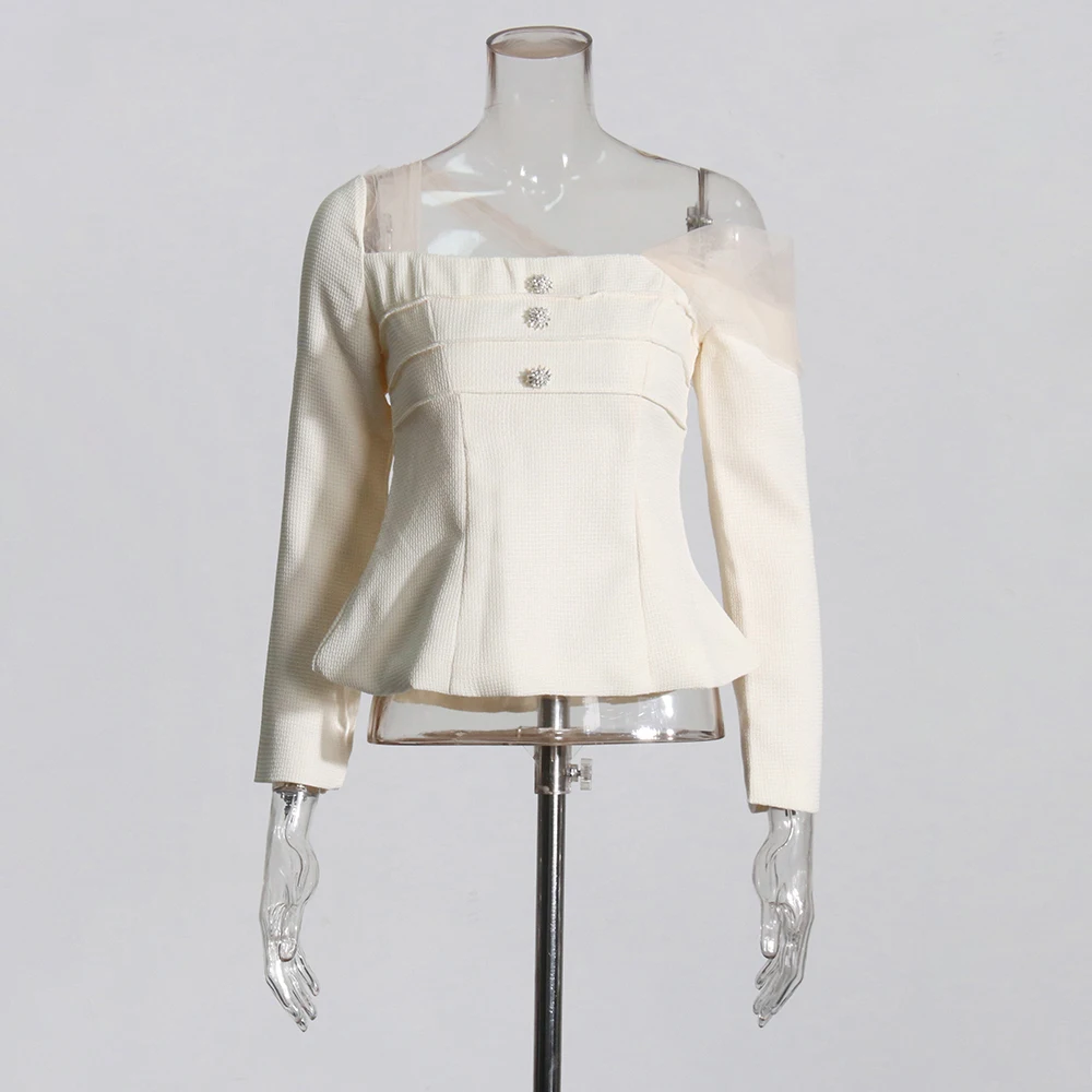 VGH Элегантные комплекты из двух предметов для женщин с диагональным воротником и