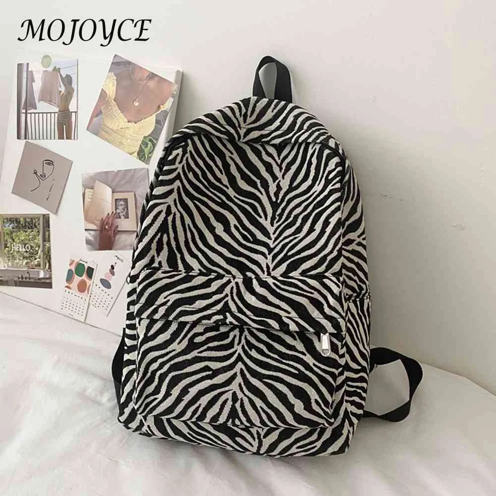 

Preppy Style Zebra Pattern Printing Rucksacks Women Large Capacity Knapsacks Preppy Style Casual Double Shoulder Bag