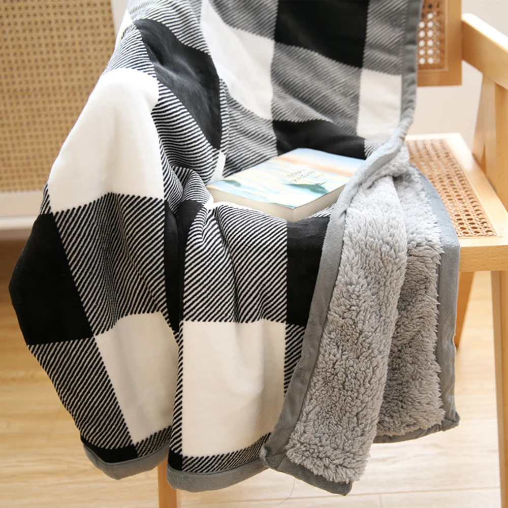 Двойное одеяло в стиле ретро утолщенное теплое зимнее до колена из ягненка и