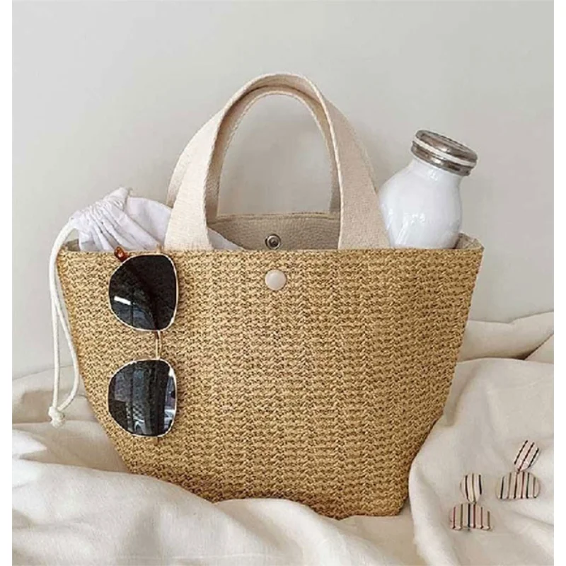 

New Fashion Elegant Ladies Straw Woven Handbag Women Holiday Beach Casual Tote Top-Handle Bags Fashion Retro Shoulder Bags