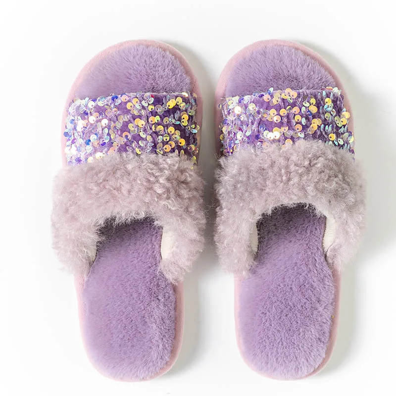 Sequin Cotton Slippers Women Fashion Plush Slippers Home Slippers Shoes for Women Comfortable Fashion Warm Slippers