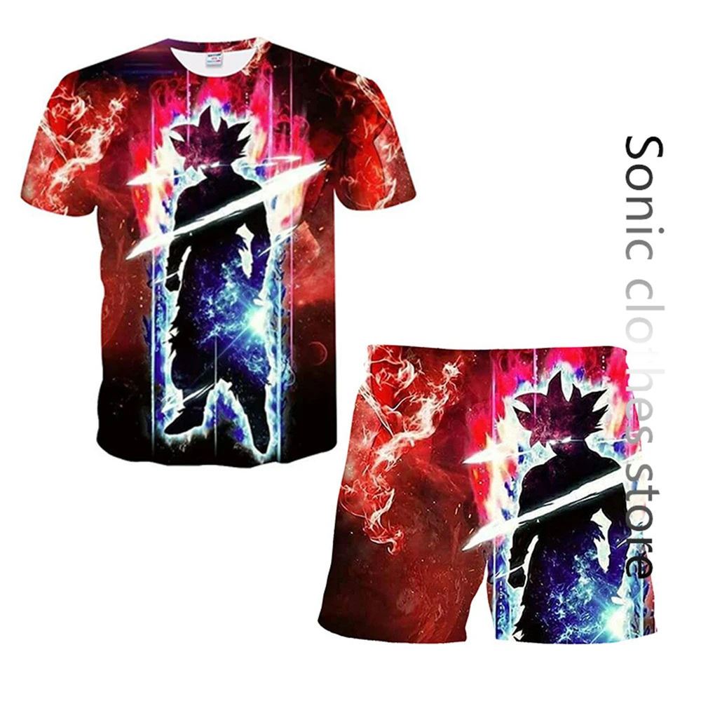 

Dragon Ball Tshirt 2 Piece Set Men Anime Goku Cosplay 3d Printing Fashion Tshirt Women Shorts Kids Summer Boys Clothes Gift