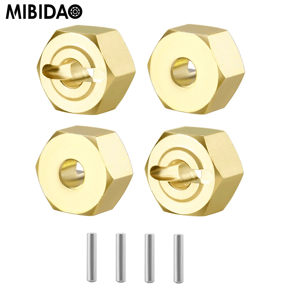 

MIBIDAO 4Pcs Brass Wheel Hex Hub Adapters Counterweight for Axial UTB18 Capra 1/18 RC Buggy Car Truck Model Upgrade Parts