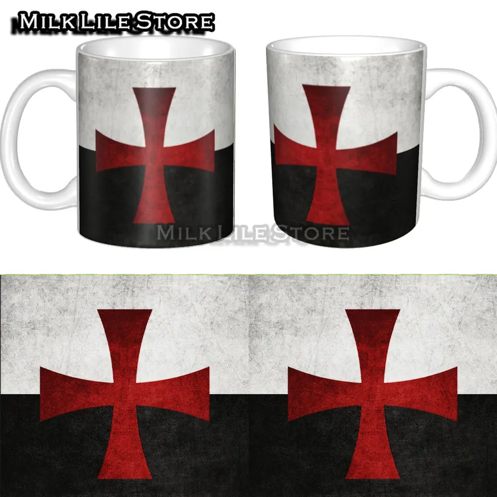 

Templar Shield Cross Medieval Warrior Sword Coffee Mugs DIY Customized Knights Templar Deus Vult Ceramic Tea Milk Mug Cup