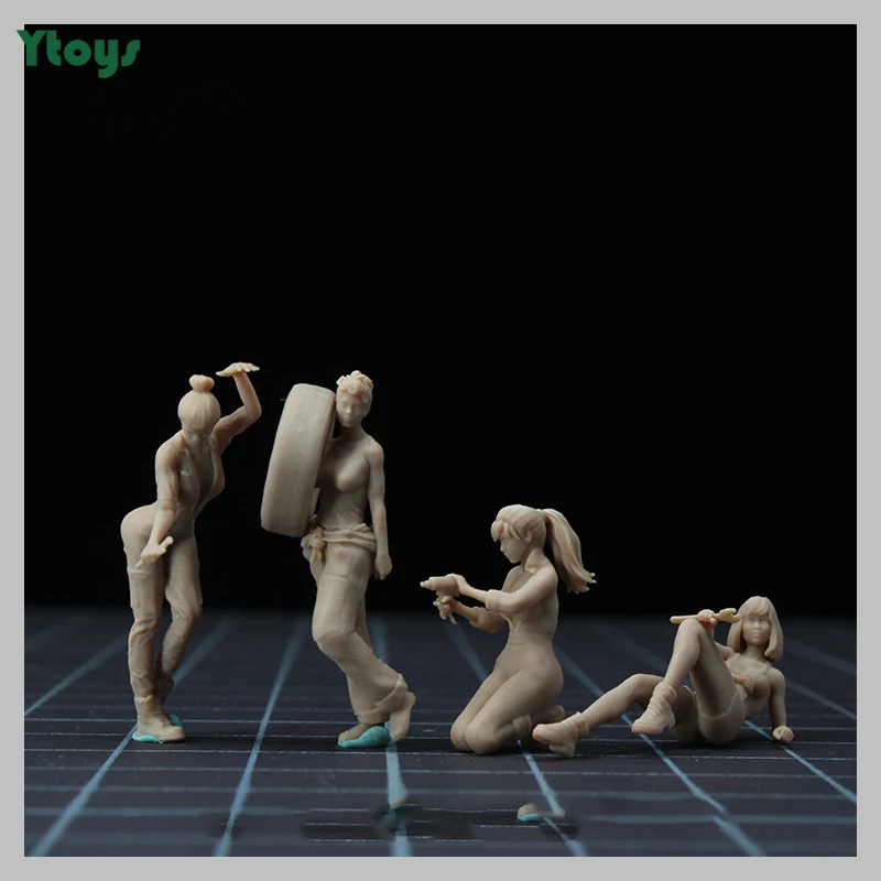 

1/64 Female Repairman Resin Model Kit Car Repair Girl Figures Resin Figure GK White Model Miniature Model Doll Unpainted DIY Toy