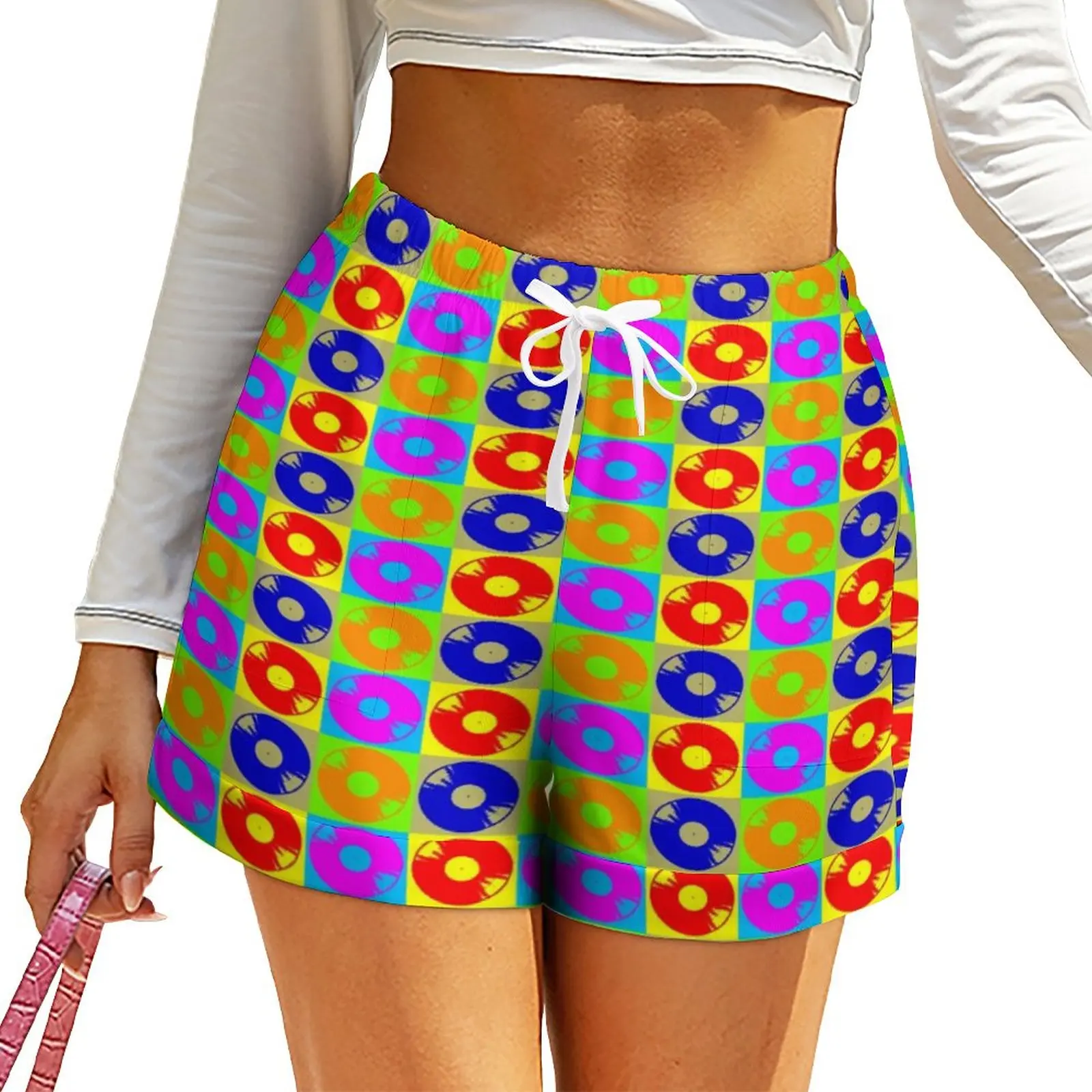 

Vintage Music Shorts Disco Pop Art Night Club Shorts Summer Graphic Short Pants With Pockets Streetwear Bottoms Large Size