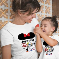 disney trip t shirt 2022 mommy and daughter matching clothes minnie fashion mother kids summer fall casual ropa familiar girls