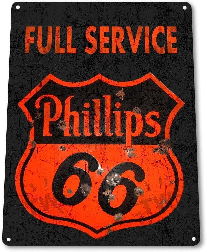 

Жестяной знак Phillips 66, 12 х16 дюймов, для заправки в рустикальном стиле, с металлическим наконечником, A760