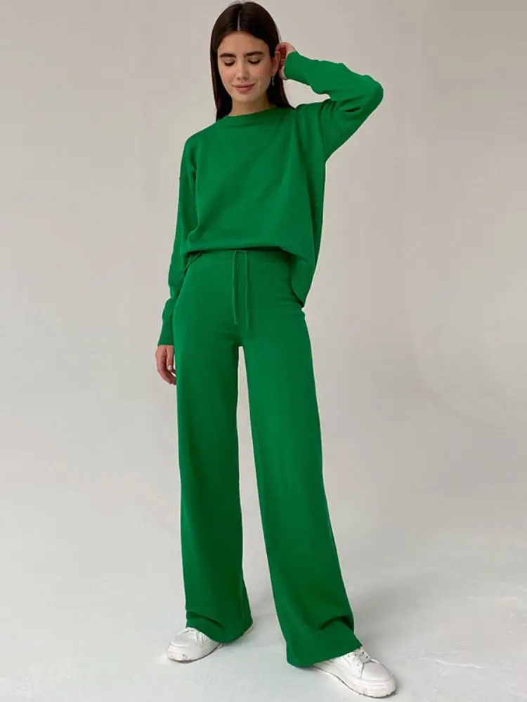 Женский трикотажный костюм из 2 предметов повседневный Свободный пуловер с