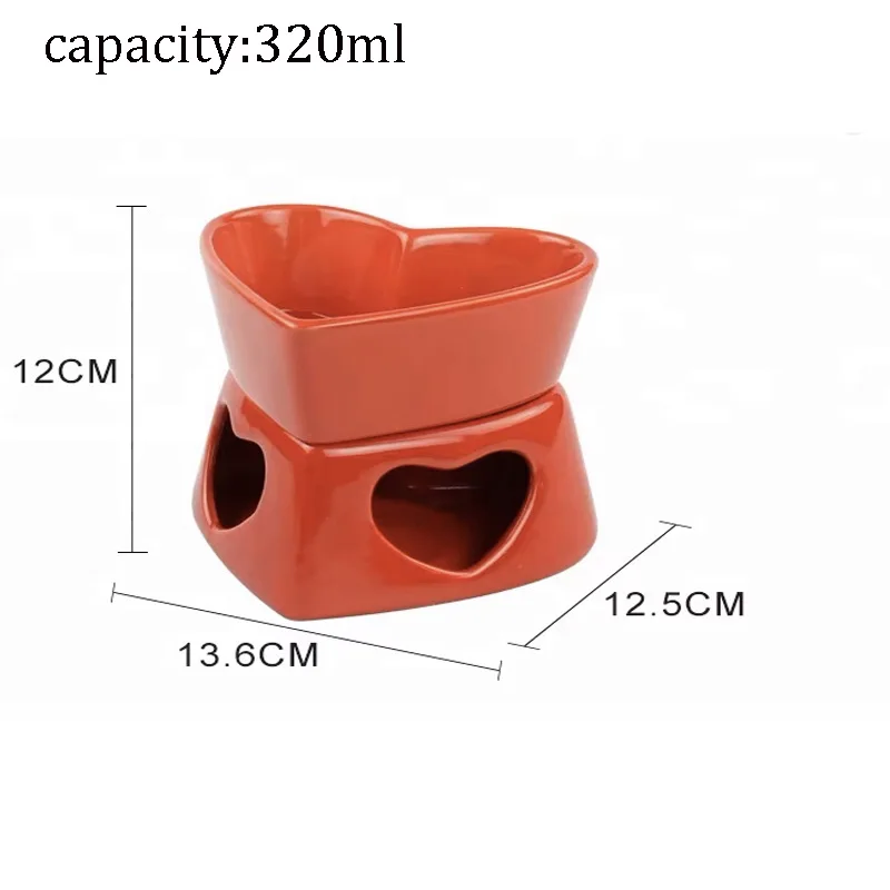 

Керамическая фондюшница сердце 320 мл белый/красный