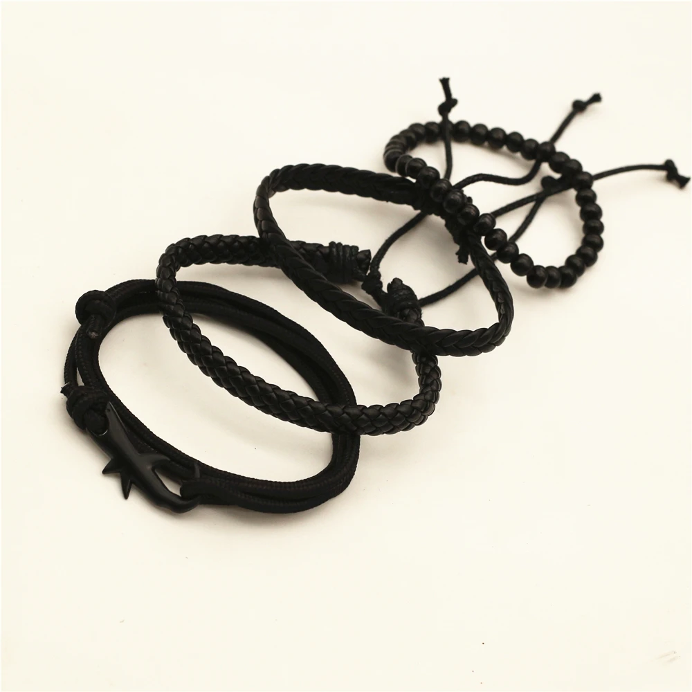 4 шт./комплект мужские кожаные браслеты