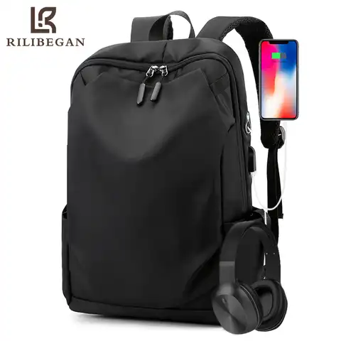 Рюкзак мужской из ткани Оксфорд, Суперлегкий Водонепроницаемый ранец для ноутбука с USB-зарядкой, сумка для путешествий/работы/школы/компьют...