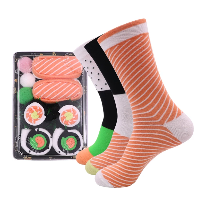 

3/4/5 Pairs Sushi Box Socks Medium Tube Fashion Unisex Socks Christmas Funny Gifts Salmon Butterfish Octopus Print Casual Socks