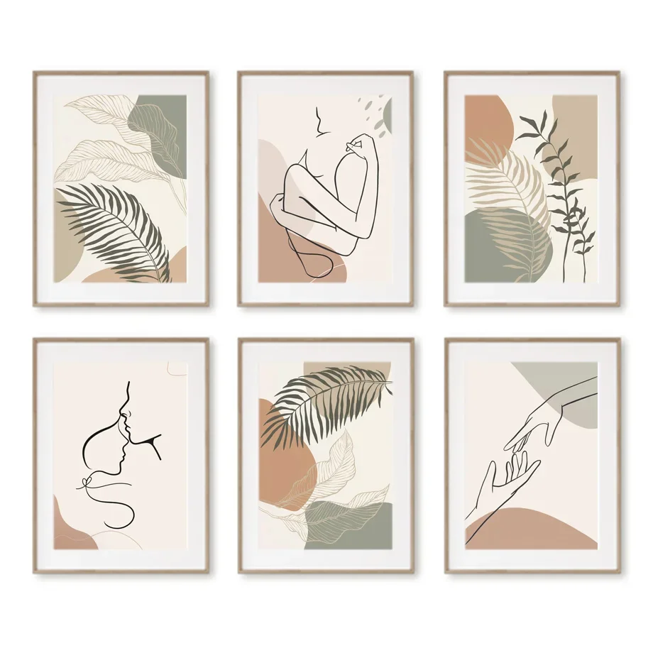 Бохо абстрактная Пальма растение листья влюбленные ссылки скандинавский