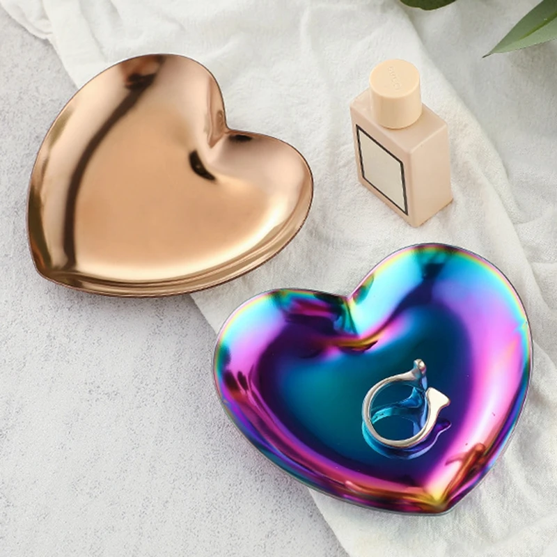 

Nordic Heart Tray Stainless Steel Swing Plate Cosmetics Jewelry Tray Creative Home Decoration Fruit Tray Tea Tray Storage Tray