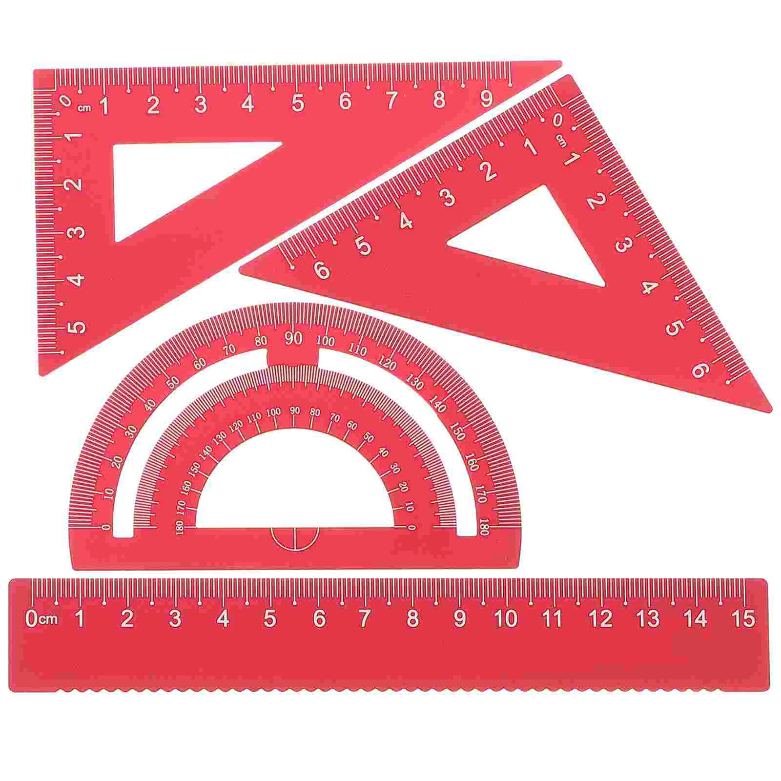 

1 Set of 4PCS DIY Metal Ruler Sturdy Office Metal Ruler Ruler Stationery Set Triangular Plate Protractor Testing Mathematical