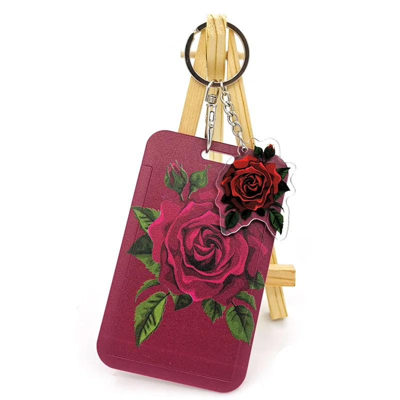

Red Rose Double sided transparent acrylic animation cartoon key chain creative mobile phone gift peripheral acrylic key